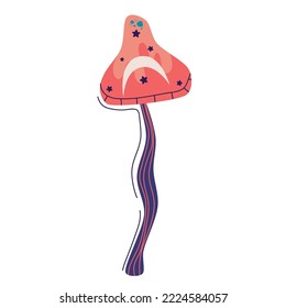 Mystic celestial mushroom isolated. Tribal celestial tattoo. Isolated vector illustration. Mystic mushroom illustration. Vector flat drawing