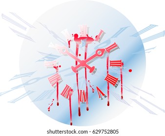 mystic clock face from which blood drips off