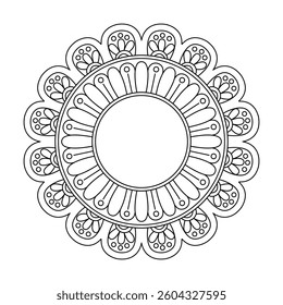 Mystic Dreamcatcher Mandala in Black and White Coloring Book Page