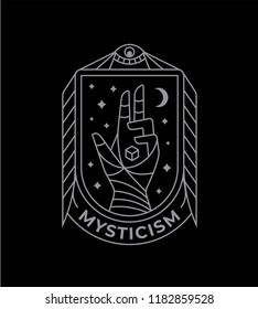 Mystic and esoteric symbol. Sacred geometry element, emblem, logo. Stroke outline illustration.