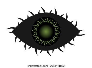 Mystic eye esoteric symbol Green and black vector illustration Design element Isolated on white background