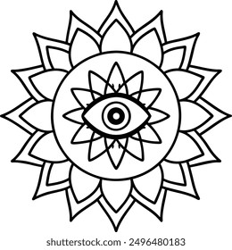 Mystic Eye Mandala vector.
Mystic Eye Mandala line art