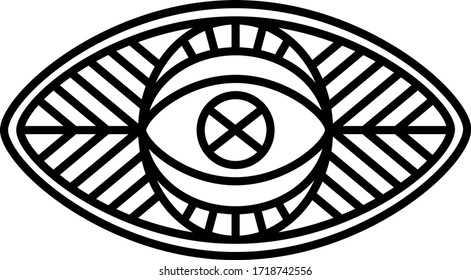 Mystic eye are on the circle belong of which the rays of the sun. Religion philosophy, spirituality, occultism, chemistry, science, magic. Isolated vector illustration.