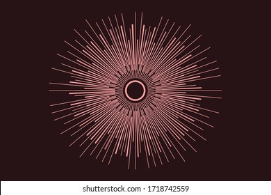 Mystic eye are on the circle belong of which the rays of the sun. Religion philosophy, spirituality, occultism, chemistry, science, magic. Isolated vector illustration.