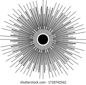 Mystic eye are on the circle belong of which the rays of the sun. Religion philosophy, spirituality, occultism, chemistry, science, magic. Isolated vector illustration.