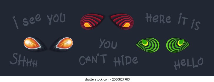 Mystic eyes. 3D design elements. Vector graphics