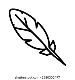 Mystic feather quill writing tool line art isolated vector