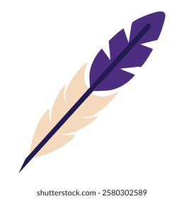 Mystic feather quill writing tool isolated vector