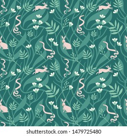 Mystic forest pattern seamless design illustration