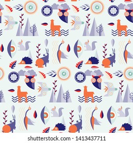 Mystic forest seamless geometric design pattern