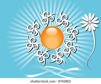 Mystic Globe with Sky and Flower