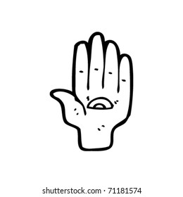 mystic hand with eye cartoon
