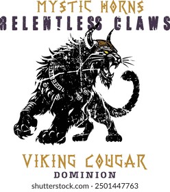 Mystic horns, relentless claws Viking Cougar dominion amazon t shirt art work