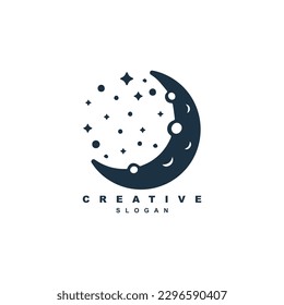 Mystic lunar moon logo design. moon logo for cosmetic, beauty, tattoo, jewelry and others