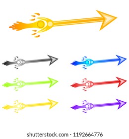 Mystic Magic Arrows isolated on a white background for Your Design, Game, Card. Wizard Skills. Vector illustration.