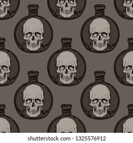 Mystic, magic, background. Religion and the occultism with esoteric and masonic symbols. Medieval manuscript inspired. Vector seamless pattern in retro style. Repeating Trendy stylish texture.