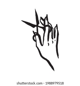 Mystic magic occult witch scissors hand drawn illustration