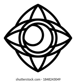 Mystic moon icon. Outline of a mystic moon vector icon for web design isolated on white background