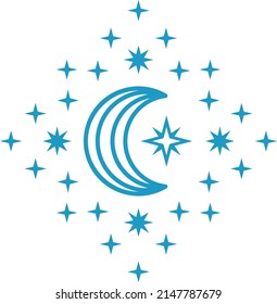 Mystic moon symbol. Crescent alchemy line icon