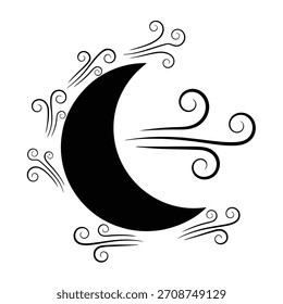 Vector de arte de viento de luna mística, ilustración