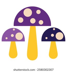 Mystic mushrooms magical fungi art isolated vector