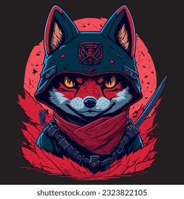 Mystic Ninja Dog Unleashing the Power of Darkness and Magic in T-Shirt Design and templates