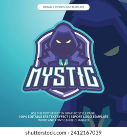 Mystic Ninja Mascot Emblem Badge Esport Logo Game Design. Identity for Gamer Streamer Club	