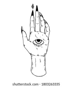 Mystic Occult Hand Palm Allseeing Eye Stock Vector (royalty Free 