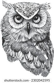 Mystic owl grayscale in vector design