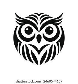 Mystic Owl Symbol Silhouetted Face in Mascot Vector Illustration