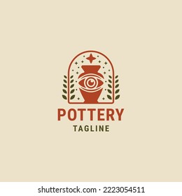 Mystic pottery eye logo design template flat vector 