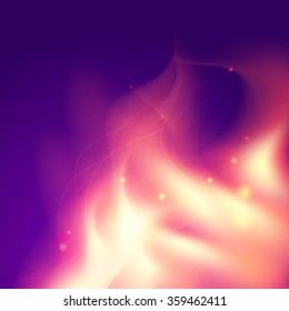 mystic purple background with pink orange flame. Illustration contains gradient mesh.