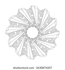 Página do livro de colorir modelo de mandala radial místico. Fácil Mandala colorir páginas do livro para adultos para relaxar, experiências dar alívio. Arquivo de vetor redimensionável