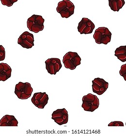 Mystic red garnet crystal vector seamless pattern. Hand drawn birth stone geology crystal background. Trendy magic mineral fashion home decor. Esoteric all over mineral print. 