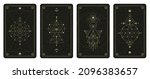 Mystic sacred geometric linear shapes tarot cards. Abstract mystical signs occult cards for magic crafts vector illustration set. Sacred geometry sacramental posters. Cards for divination