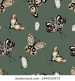 Mystic Seamless Pattern. Design for fabric, textiles, wallpaper, packaging.