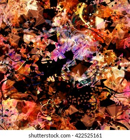 Mystic seamless pattern. Shimmering and dark elements. Easy to edit vector abstract