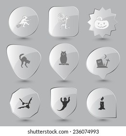 Mystic signs set. Vector glass buttons.