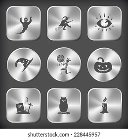 Mystic signs set. Vector round and square steel buttons.