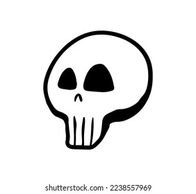 Mystic skull line art design vector. Hand drawn character symbol. 