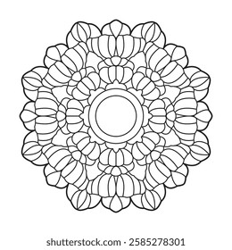 Mystic Spiral Mandala Pattern Coloring Book Page