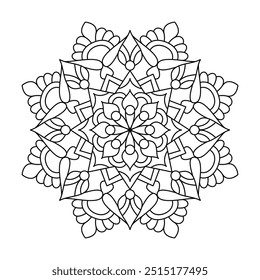 Mystic Spirals mandala coloring book page. Easy Mandala Coloring Book Pages for Adults to Relax, Experiences Give Relief. Resizeable Vector File