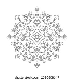 Mystic Spirals mandala coloring book page for Kids. Easy Mandala Coloring Book Pages for Adults to Relax, Experiences Give Relief. Resizeable Vector File