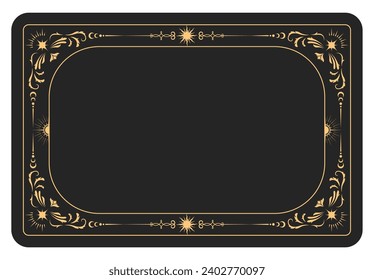 Mystic style banner with ornamental border, tarot cards style frame, esoteric border, vector