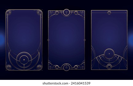 Mystic style invitation with gold circle scared elements. Sacred geometry border and frame. Vector illustration. EPS 10