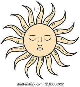 mystic sun illustration over white background