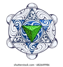 Mystic symbol with elegant ornament inside. Can be used as tattoo or sticker