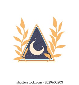 mystic triangle with moon esoteric icon
