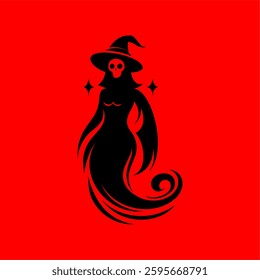 Mystic Witch Spirit – Dark Fantasy Vector Silhouette