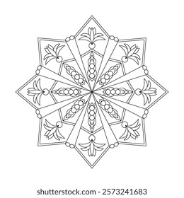 Mystical abstract mandala coloring book page for Kids. Easy Mandala Coloring Book Pages for Adults to Relax, Experiences Give Relief. Resizeable Vector File